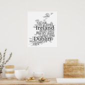Typografie Karte Irlands Art Poster (Küche)