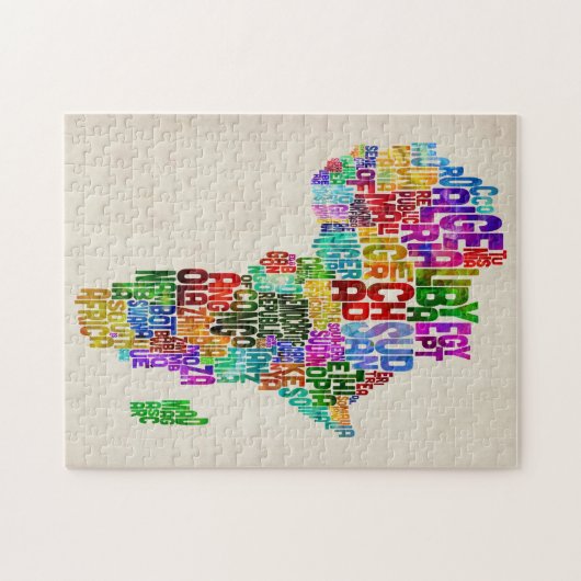 Typografie-Karte von Afrika Puzzle (Horizontal)