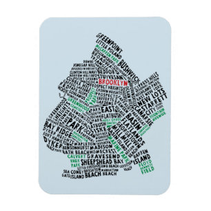 Typografie-Karten-Magnet Brooklyns NYC Magnet
