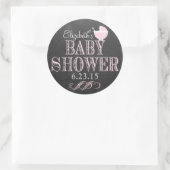 Typografie-Khalkboard Pink Carriage Baby-Dusche Runder Aufkleber (Tasche)