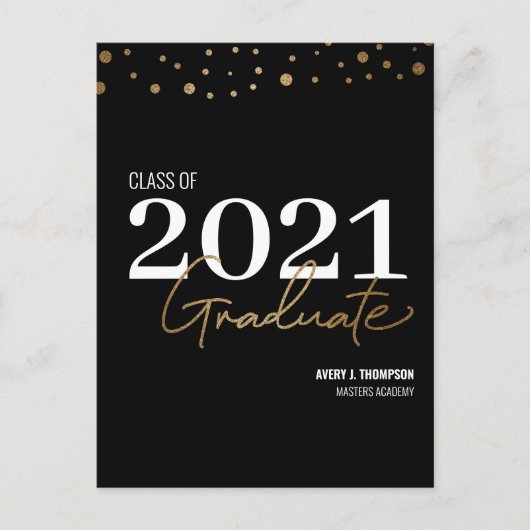 Typografie-Klasse 2021 Graduate Personalisiert Ankündigungspostkarte (Vorderseite)
