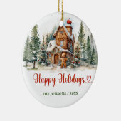 Typografie Klassiker Happy Holidays Lebkuchen Keramik Ornament (Rechts)