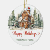 Typografie Klassiker Happy Holidays Lebkuchen Keramik Ornament (Links)