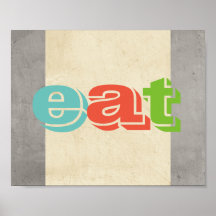 Typografie Küchenplakat essen grau und ekru