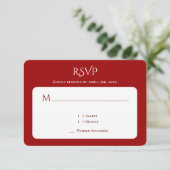 Typografie Kurves Monogramm Rote Hochzeit RSVP Karte (Stehend Vorderseite)