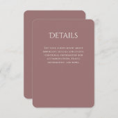 Typografie kurvt Mauve Wedding Details Begleitkarte (Vorne/Hinten)