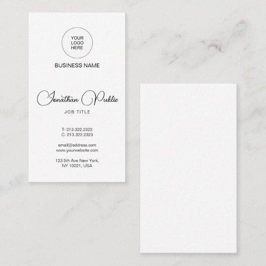 Typografie Laden Sie Ihr eigenes Logo hier vertika Visitenkarte (Vorne/Hinten)