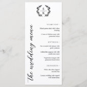 Typografie Laurel Wreath Monogram Wedding Menükarte (Vorderseite)