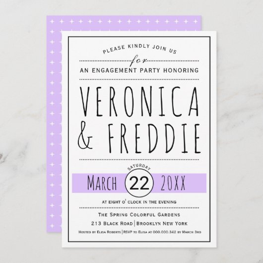 Typografie-Lavendel Einladung (Vorne/Hinten)