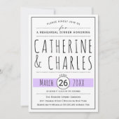 Typografie Lavendel Hochzeitessen Probe Einladung (Vorderseite)