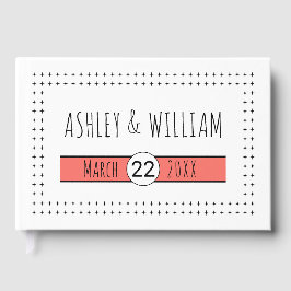 Typografie, lebende korallengeometrische Hochzeit Gästebuch