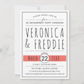 Typografie lebende Korallenhochzeitsfeier Einladung (Vorderseite)