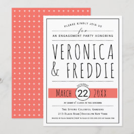 Typografie lebende Korallenhochzeitsfeier Einladung