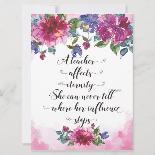 Typografie-Lehrer zurück zu Geschenken für das Sch Karte (Vorderseite)