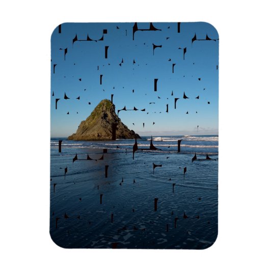 Typografie LIEBE Custom Seascape Foto Magnet (Vertikal)