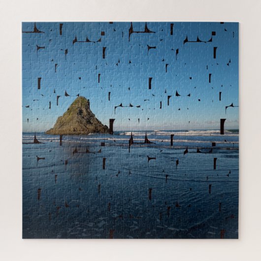 Typografie LIEBE Custom Seascape Foto Puzzle (Vertikal)