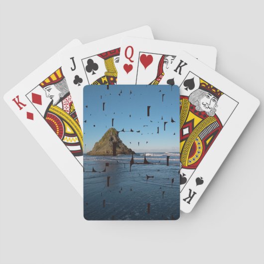 Typografie LIEBE Maske Custom Seascape Foto Spielkarten (Rückseite)