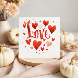 Typografie Liebe Rote Herzen Valentinstagskarte Mitteilungskarte