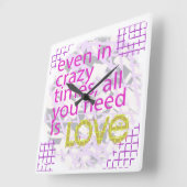 Typografie liebend Inspiration Quadratische Wanduhr (Winkel)