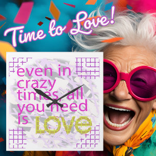 Typografie liebend Inspiration Quadratische Wanduhr