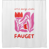 Typografie-Logo-Illustration Kunstwerk Duschvorhang (Vorderseite)