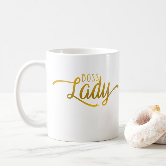Typografie-lustige Goldchef-Dame Appreciation Gift Kaffeetasse (Mit Donut)