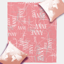 Typografie Mädchenname Muster Pink Fleece Blanket