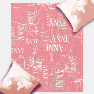 Typografie Mädchenname Muster Pink Fleece Blanket