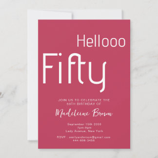 Typografie Magenta Red Modern 50. Geburtstag Einladung