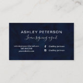 Typografie-Marineblau-Silber-Glitter des Notars Visitenkarte (Rückseite)