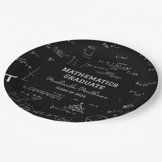 Typografie Mathematics Class of 2023 Abschluss Pappteller (Schrägansicht)