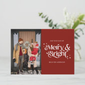 Typografie Merry & Bright Foto Weihnachten (Stehend Vorderseite)