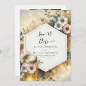 Typografie Minimal Mason Jar Wedding Save The Date (Vorne/Hinten)