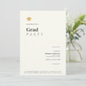 Typografie Minimalistisch Beige Gold Graduation Pa Einladung (Stehend Vorderseite)