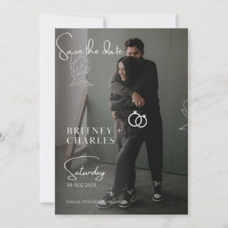 Typografie minimalistisch Save the Date Hochzeit Einladung