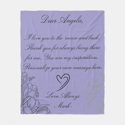 Typografie mit Blume Fleecedecke (Vorderseite)