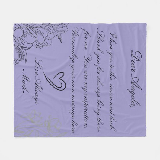 Typografie mit Blume Fleecedecke (Vorderseite (Horizontal))