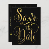 Typografie mit Gold Foil Save the Date Postkarte (Vorne/Hinten)