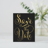 Typografie mit Gold Foil Save the Date Postkarte (Stehend Vorderseite)