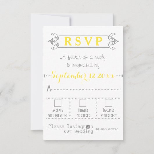 Typografie mit Instagram Hashtag Hochzeit RSVP (Vorderseite)