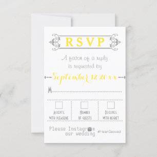 Typografie mit Instagram-Hashtag-Hochzeits-RSVP RSVP Karte