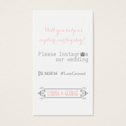 Typografie mit Instagram Hashtag rosa Hochzeit (Vorderseite)