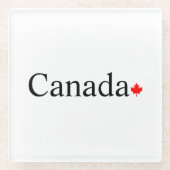 Typografie mit rotem Ahornblatt Glasuntersetzer (Vorderseite)