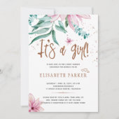 Typografie modern ist eine Blumendusche für Mädche Einladung (Vorderseite)