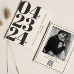 Typografie Moderne B&W Nummer Foto Qr Code Save The Date<br><div class="desc">Typografie Einfaches künstlerisches Foto Qr Code</div>
