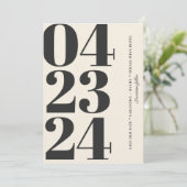 Typografie Moderne B&W Nummer Foto Qr Code Save The Date (Stehend Vorderseite)