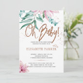 Typografie, moderne Babyblütendusche Einladung (Stehend Vorderseite)