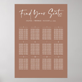 Typografie Moderne braune Hochzeitstabelle Poster
