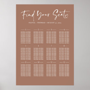 Typografie Moderne braune Hochzeitstabelle Poster