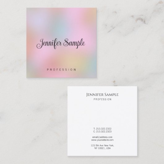 Typografie Moderne elegante Vorlage Personalisiert Quadratische Visitenkarte (Vorne/Hinten)